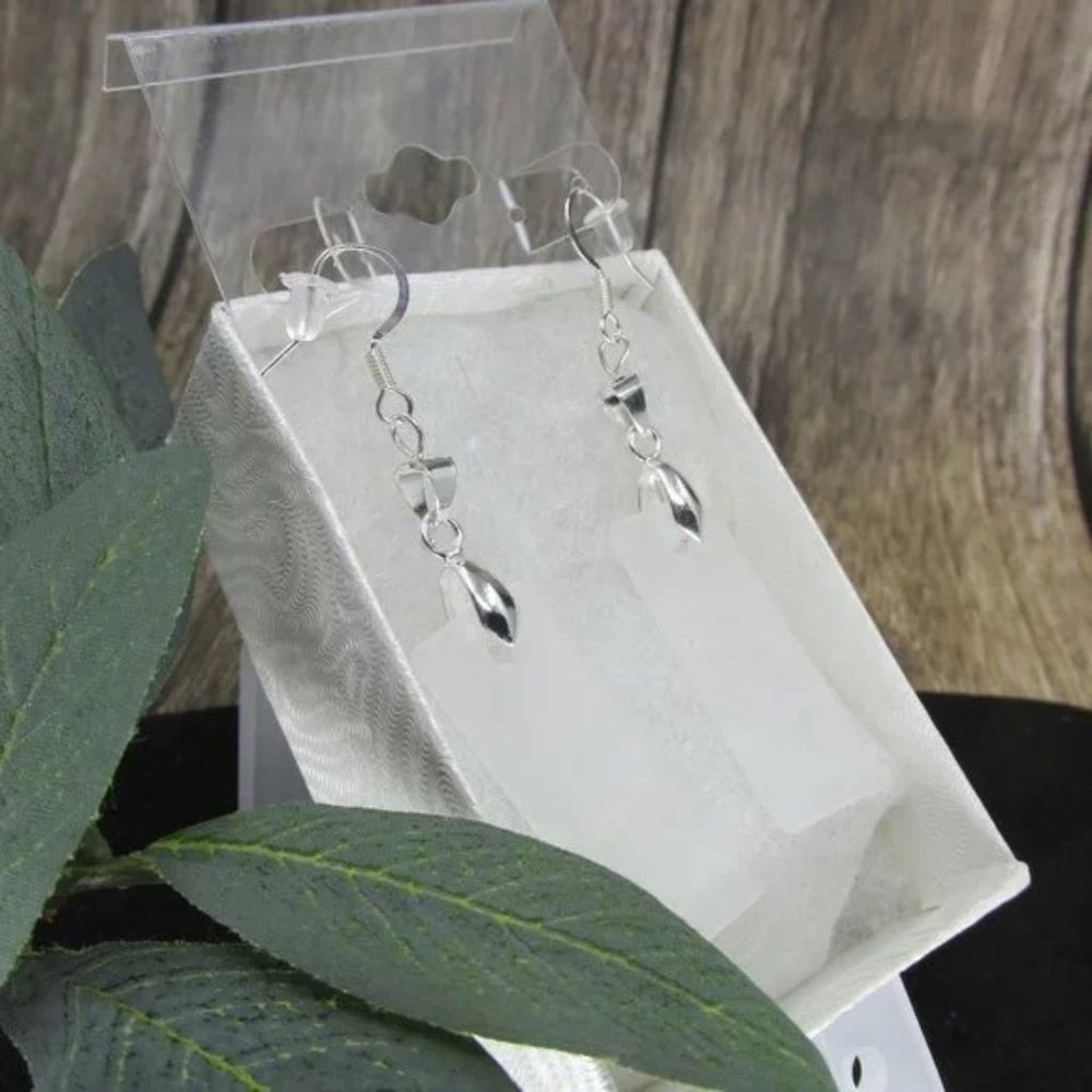 Silver Plated Clear Frosty Glass Earrings